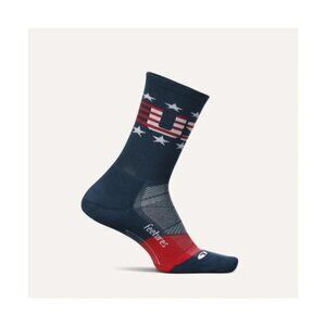 Feetures Elite Light Cushion Mini Crew USA Unisex Socks Men's Medium USA Navy